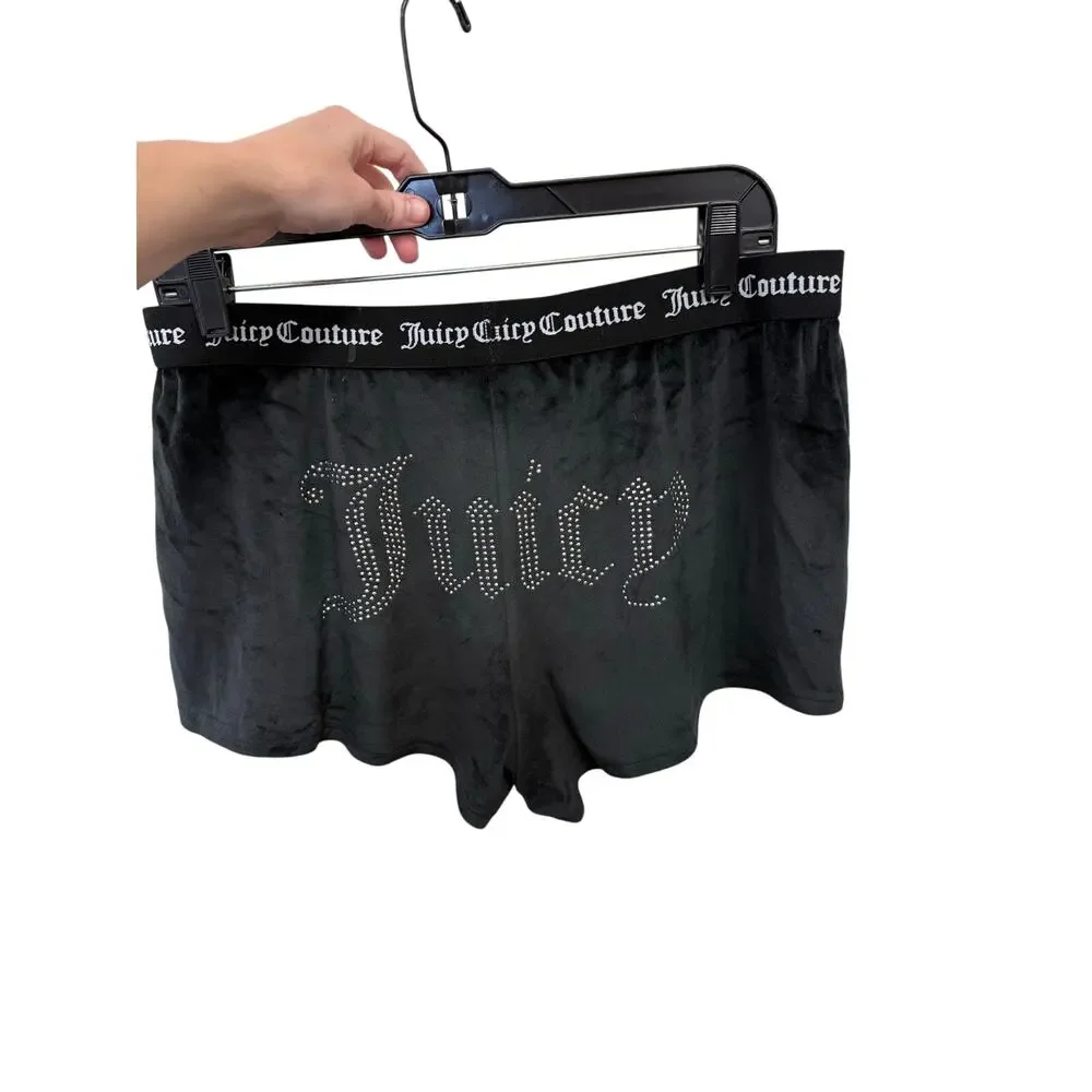 Juicy Couture Black Velour Shorts Sz Large Sleepwear GS